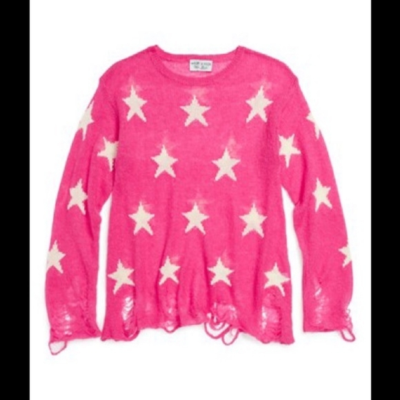 Wildfox Kids White Label Barbiecore Hot Pink Seeing Stars Sweater Size 12 - Picture 1 of 8